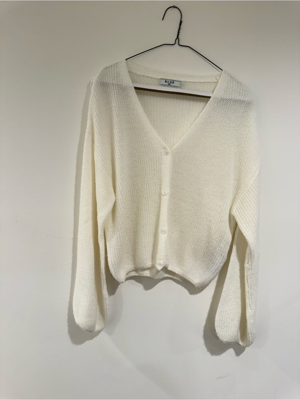 NA-KD Cream Knit Cardigan
